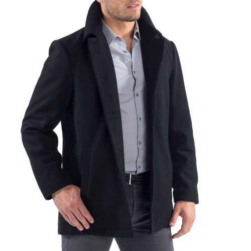 Alpine Swiss Vance Mens Jacket Wool Blend Button Up Coat Dress Car Coat Blazer, Size: Large, Black