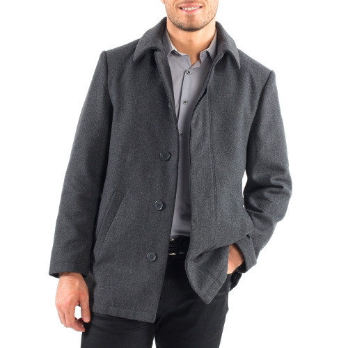 Alpine Swiss Vance Mens Jacket Wool Blend Button Up Coat Dress Car Coat Blazer, Size: Large, Black