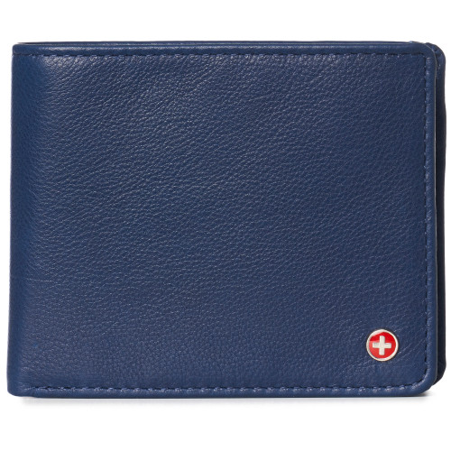 Alpine Swiss RFID Safe Mens Leather Wallet Deluxe Capacity Coin Pocket Bifold - Soft Nappa Blue