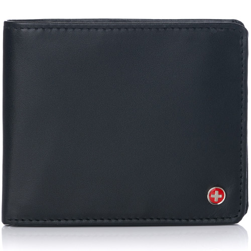 Alpine Swiss RFID Safe Mens Leather Wallet Deluxe Capacity Coin Pocket Bifold - Soft Nappa Blue