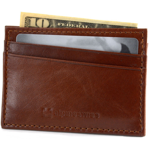 Alpine Swiss Front Pocket Wallet Minimalist Super Thin 5 Card Wallet  Genuine Leather - Alpine Swiss