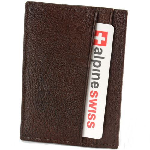 Alpine Swiss Genuine Leather Thin Business Card Case Minimalist Wallet