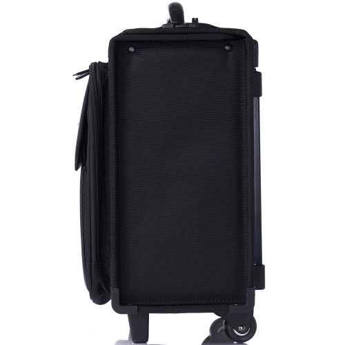 Wheeled Computer Briefcase with Side Pockets - Black