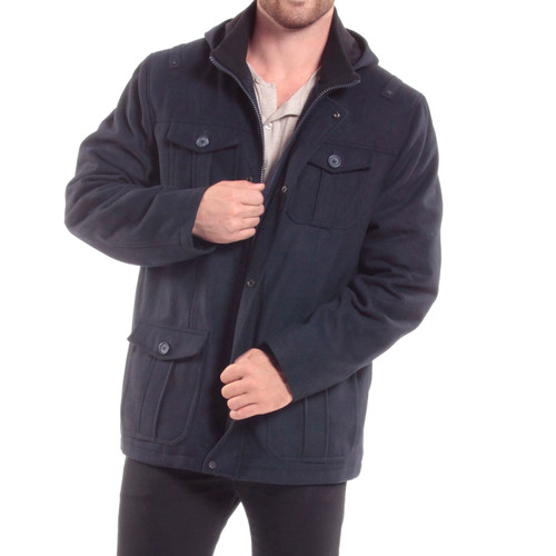 Alpine Swiss Noah Mens 8 Cargo Military Pocket Zip-Out Hood Coat