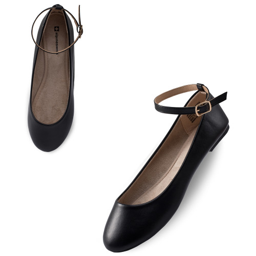 Ballerina Flats Supportive Flats For Walking Miluxas Women's Flats Pointed Toe Ballet Shoes Knit Dress Shoes Low Wedge Slip On Arch Support Walking Office Business Flats Black
