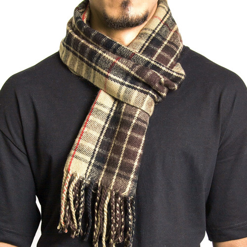 1136123 WAMSOFT Mens Cashmere Scarf-Formal Soft Warm Scarf-White