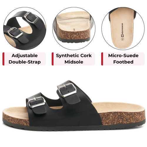 Alpine Swiss Mens Double Strap Contour Sandals | Adjustable Buckle