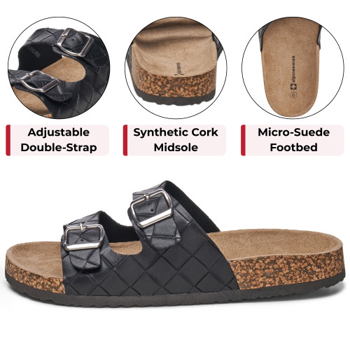 Alpine Swiss Mens Double Strap Contour Sandals | Adjustable Buckle