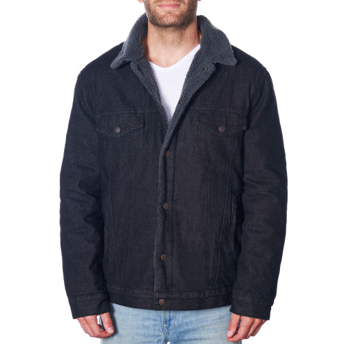 sheepskin lined denim jacket mens