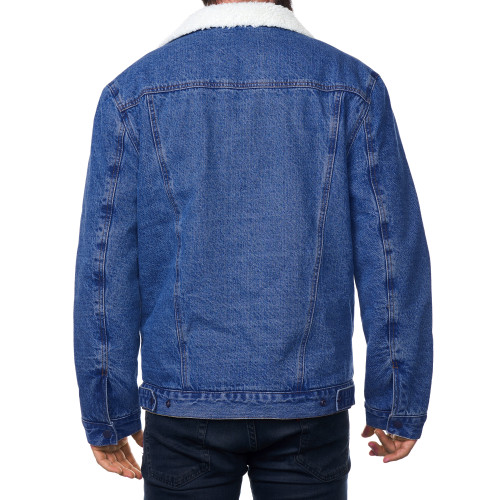 RSQ Mens Sherpa Denim Trucker Jacket - MEDIUM INDIGO | Tillys