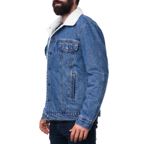 men's sherpa lined denim trucker jacket