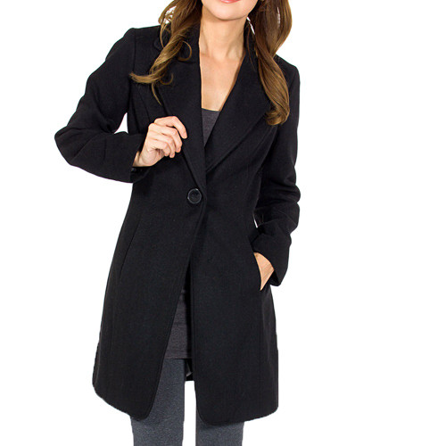 Alpine Swiss Stella Womens Wool Single Button 7/8 Length Overcoat