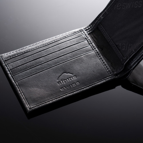 Ag Wallets RFID Leather Long Credit Card Organizer Black