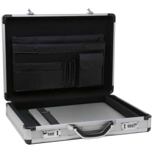Alpine Swiss Aluminum Attache Case Padded Laptop Briefcase Combo