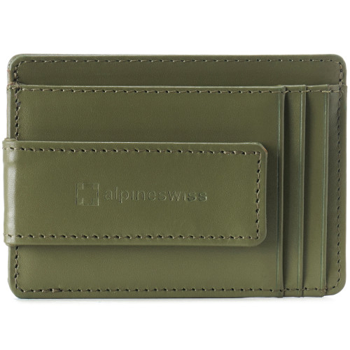 Alpine Swiss Harper Mens RFID Money Clip Wallet Minimalist Slim ID Card  Holder Front Pocket Wallet Leather Olive