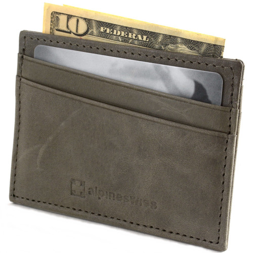 Alpine Swiss Mens Oliver RFID Safe Minimalist Front Pocket Wallet Smooth  Leather Comes in a Gift Box