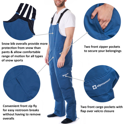 Alpine Swiss Mens Insulated Snow Bib 
