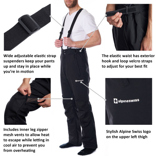 Alpine Swiss Mens Waterproof Snow Pants 
