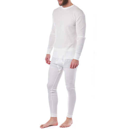 Grey Ribbed Thermal Long Johns, Men