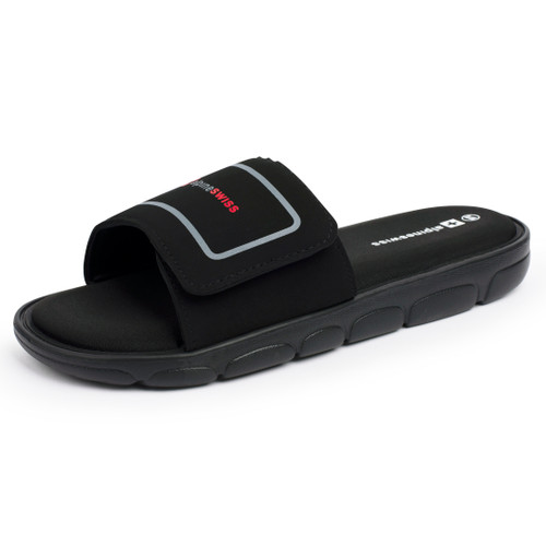Alpine Swiss Gabe Men Slide Sandals Shock-absorbing foam Insole for Arch Support Adjustable Strap Athletic Sandals Anti-Slip Traction EVA Foam Outsole Size