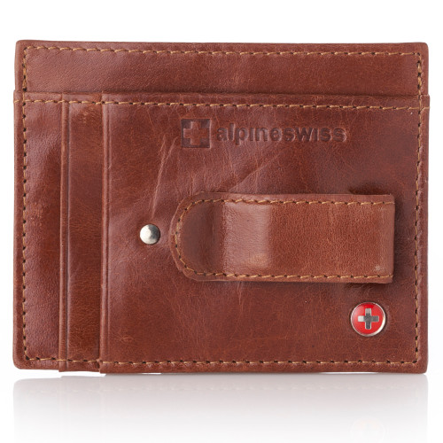 Alpine Swiss Thin Front Pocket Wallet Business Card Case 2 ID Window 6 Card  Slot - Alpine Swiss