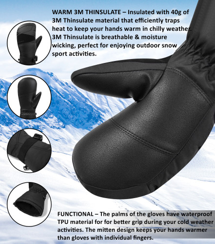 Alpine Swiss - Guantes de esquí para hombre, impermeables, para invierno,  deporte, nieve, viento, cálido, aislados con Thinsulate de 3M