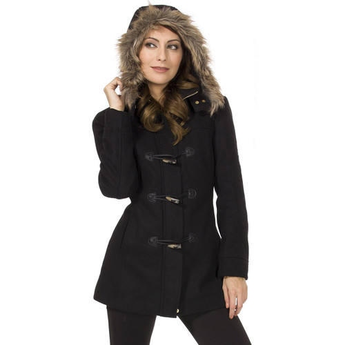Alpine Swiss Duffy Womens Wool Blend Toggle Coat Removable Faux
