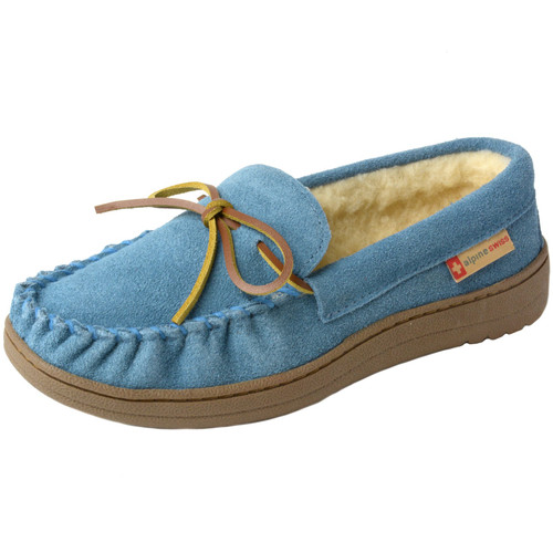 Buskruit excuus tekst Alpine Swiss Sabine Womens Genuine Suede Shearling Slip On Moccasin Slippers  - Alpine Swiss