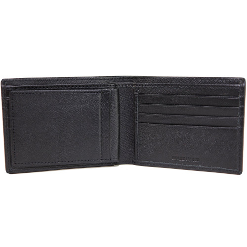 GIORGIO ARMANI Bifold Saffiano Leather Money Clip Wallet - Black