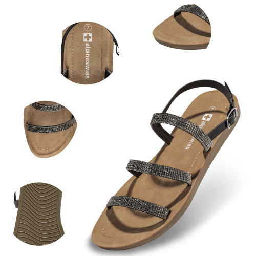 Women's brown leather flat strappy sandals handmade in Italy | The leather  craftsmen