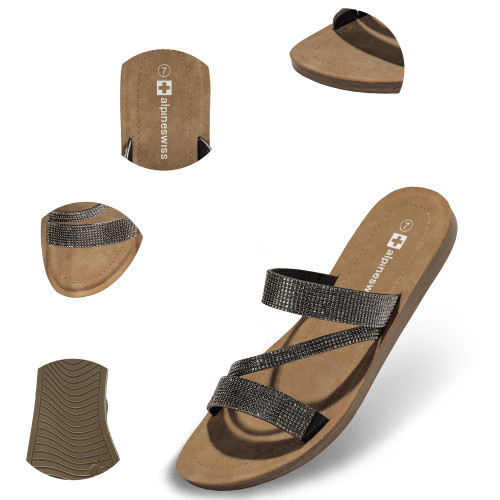 alpine swiss Beth - Sandali estivi da donna, con fibbia a due cinturini