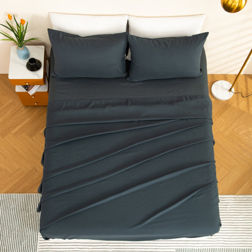 Utopia Bedding - 4 Piece Queen Bed Sheet Set - Soft Brushed Microfiber -  Black