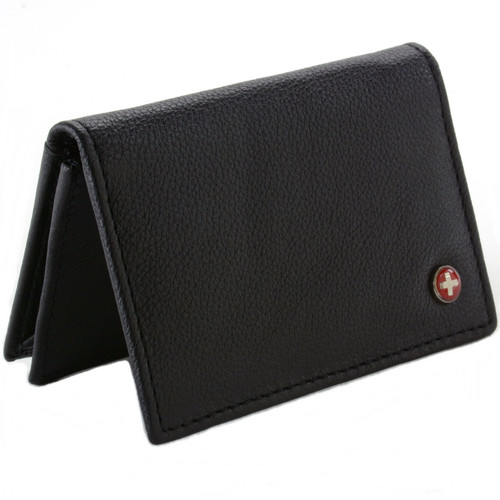 Alpine Swiss Expandable Business Card Case Genuine Leather Front Pocket Wallet Size