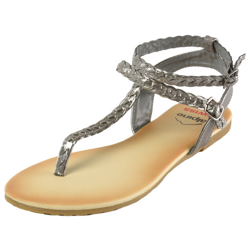 Alpine Swiss Women's Beth Two Strap Flat Sandals