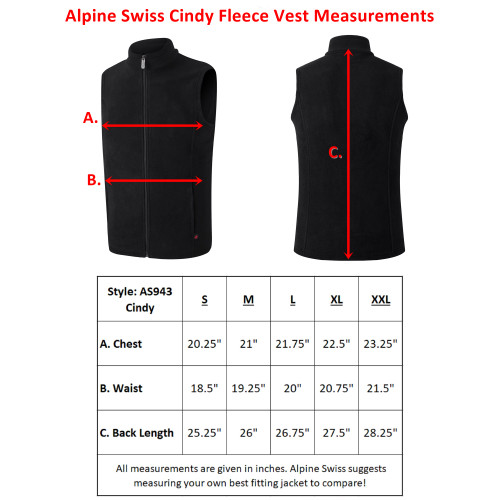 Alpine Swiss Ethan Mens Lightweight Full Zip Up Fleece Vest - Alpine Swiss