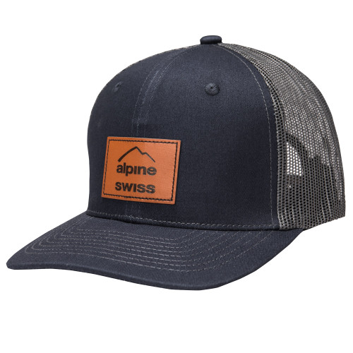 Alpine Swiss Trucker Hat Snapback Mesh Back Cap Adjustable Breathable Casual Baseball Cap Black