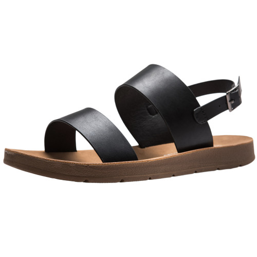 Alpine Swiss Beth Womens Flat Sandals Two Strap Buckle Slides Comfortable Summer Shoes Casual Slip On Footbed Sandals for Everyday Wear Size