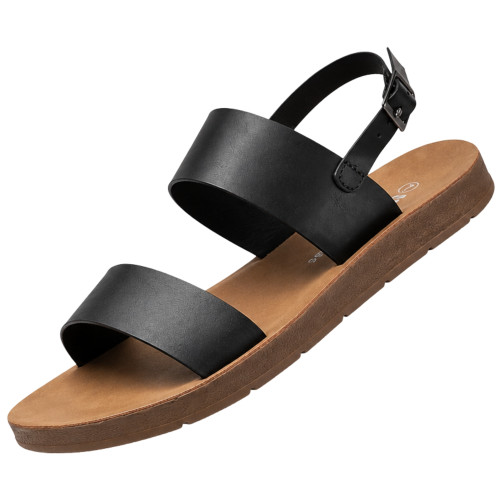 Alpine Swiss Beth Womens Sandals | Flat Two Strap Buckle Summer Shoes | Comfortable Everyday Footbed Slides | Casual Slip On Sandals for Women