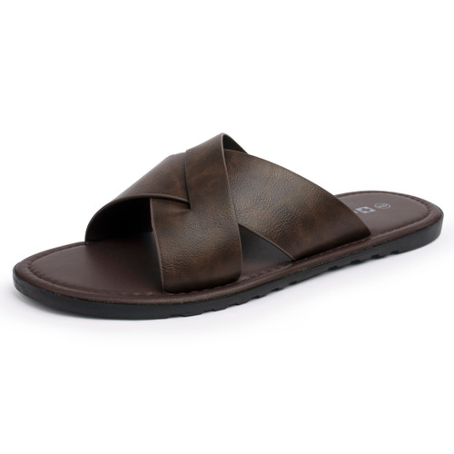 Alpine Swiss Hugo Men's Vegan Leather Slide Sandals | Dressy