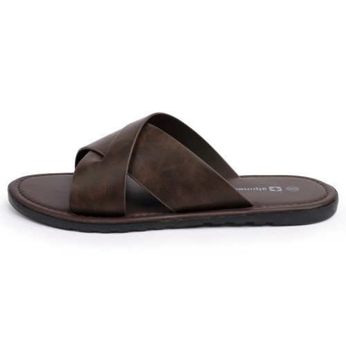 Alpine Swiss Hugo Men's Vegan Leather Slide Sandals | Dressy
