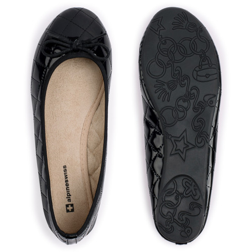 Alpine Swiss Womens Patent Leather Aster Slip On Ballet Flats - Alpine Swiss