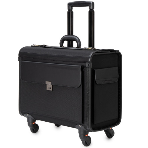 Alpine Swiss Wheeled Briefcase Rolling Briefcase Telescopic Handle 4 Replaceable Wheels Pilot Lawyer Litigator Attache Case 17” Laptop 2 Combo Locks Size