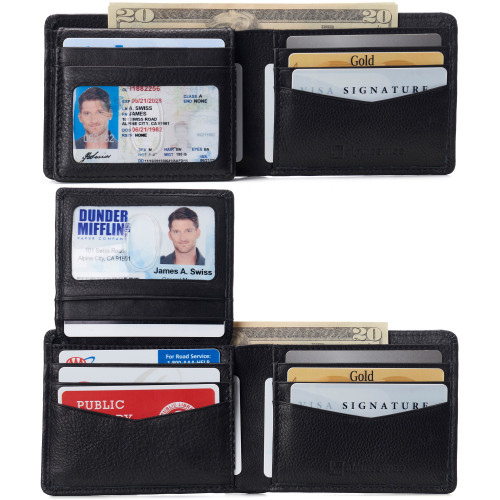 Alpine Swiss Connor Executive Bifold Wallet | Business Passcase for Men | Premium Leather | Dual ID Windows | RFID Blocking | Gift Box Included Size