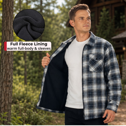 Alpine Swiss Mens Felix Fleece Lined Flannel Jacket Heavyweight