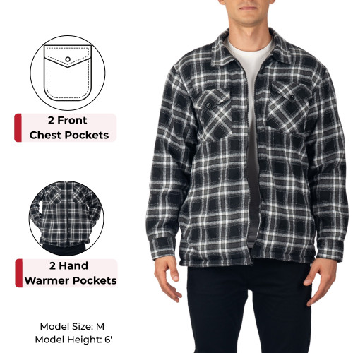 Alpine Swiss Mens Felix Fleece Lined Flannel Jacket Heavyweight