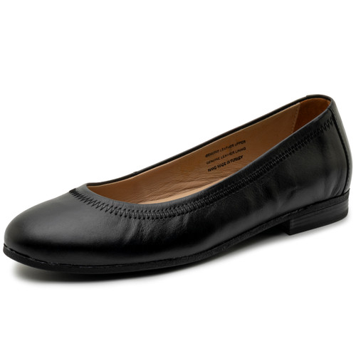 Alpine Swiss Wendy Womens Leather Ballet Flats Classic Round Toe Slip On Shoes Comfortable Professional Dressy Work Flats