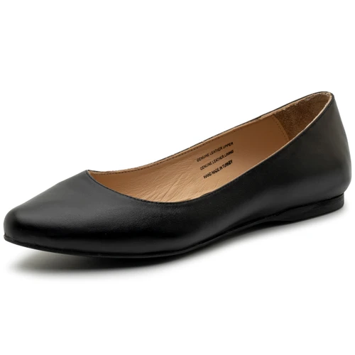 Alpine Swiss Julia Womens Leather Pointed Toe Ballet Flats Comfortable Slip On Shoes Business Casual Dressy Work Flats