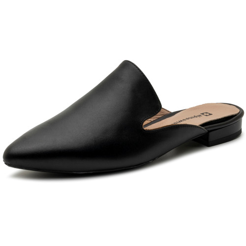 Alpine Swiss Diane Womens Leather Mules Pointed Toe Slip On Flats Backless Loafers Comfort Dressy Business Casual Work Shoes