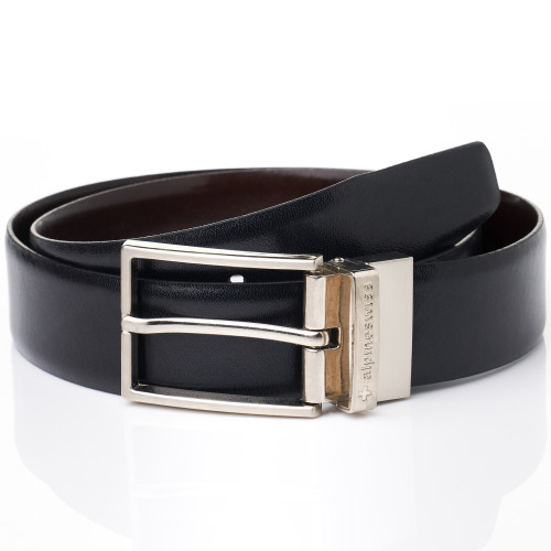 Alpine Swiss Mens Belt Reversible Black Brown Leather Dress Belt