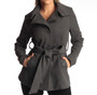 Alpine Swiss Bella Womens Belted Blazer Button Up Wool Coat Funnel Neck Jacket Size Small Gray